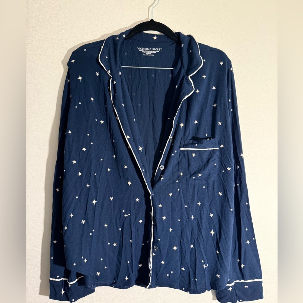 Victoria’s Secret Tranquil Navy Blue Moon and Stars Modal Long Pajamas - Picture 7 of 11
